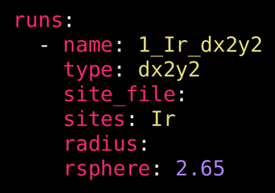 Example options for an atomic orbital-type run.