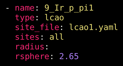 Example options for a lcao-type run.