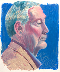 A drawing of a man looking to the right.